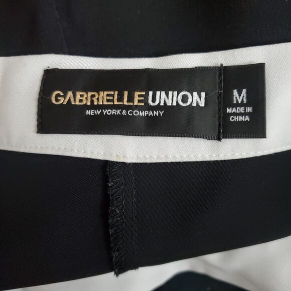 Gabrielle Union Pants Medium Black White Wide Leg Crop New York & Co Avant Garde - Picture 10 of 11